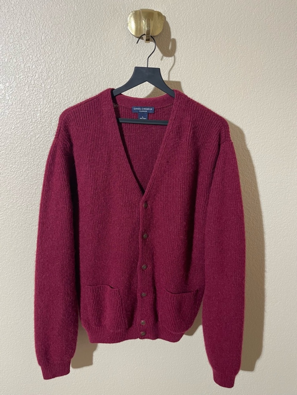 Daniel Cremieux Womens Burgundy Button-Front Cardigan